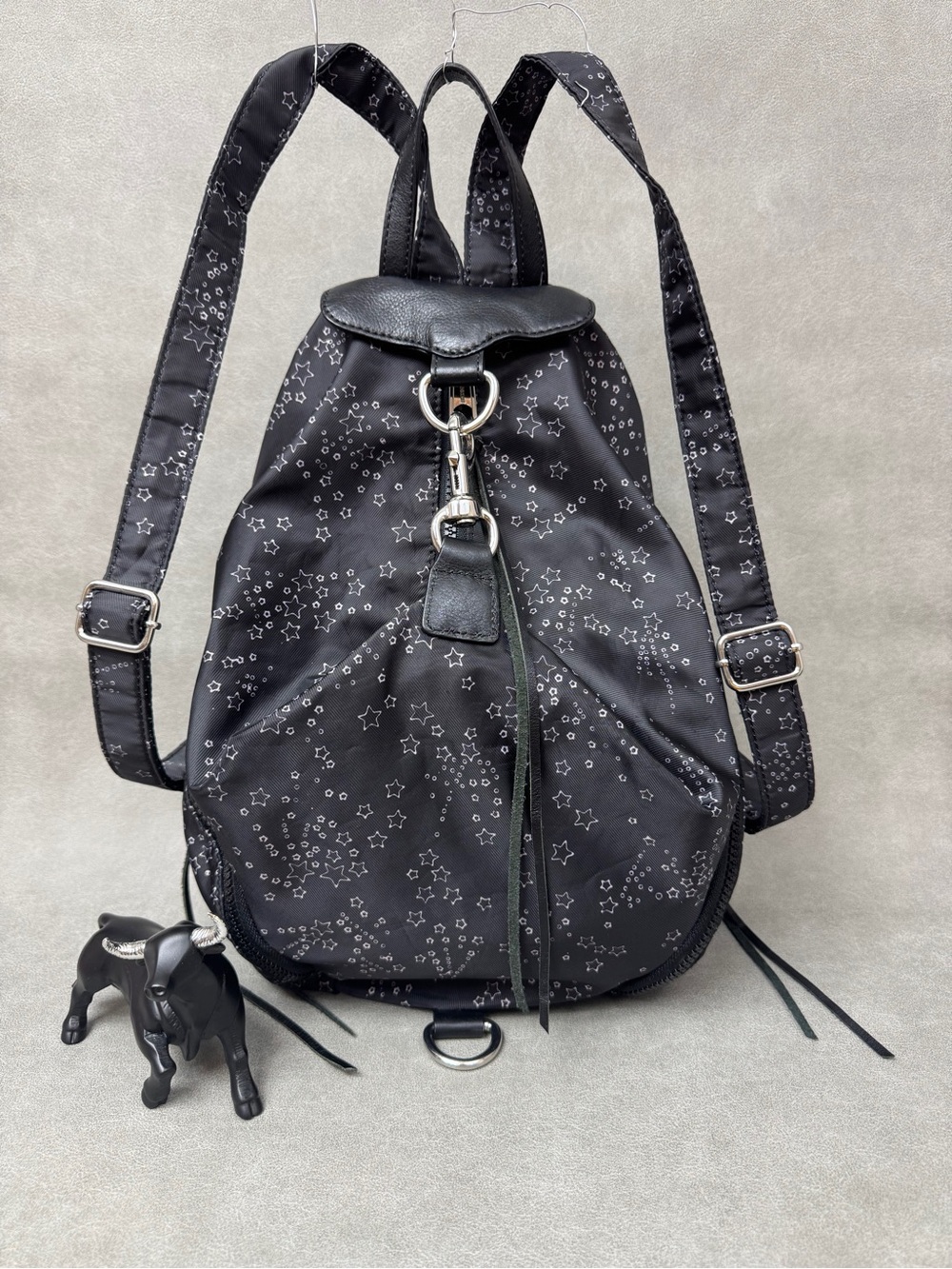 Rebecca Minkoff Black Star-Print Nylon Backpack